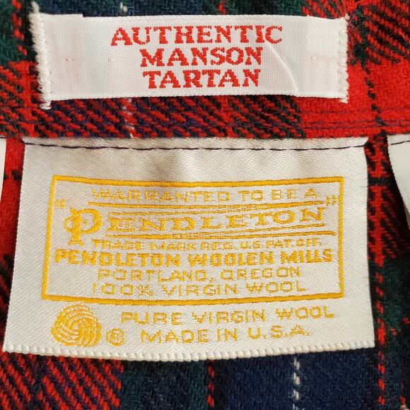 70s VTG Pendleton Red Blue Tartan Pleat Plaid Maxi Skirt 16 USA Americana Preppy - Picture 6 of 12